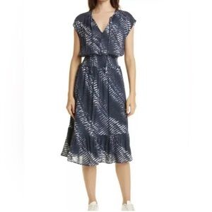 Rails Navy & White V-Neck Printed Midi Dress